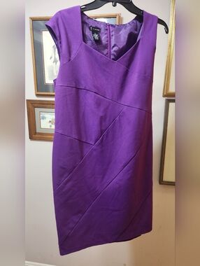 New Directions Purple Sheath Dress with V-Neck